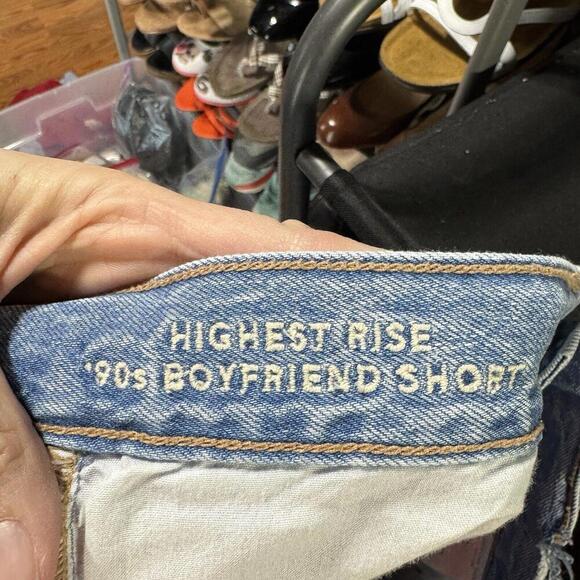 American Eagle shorts womens 6 blue distressed highest rise 90's boyfriend - Picture 4 of 6